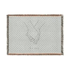 Holding Hands Woven Blanket – Cozy Couple Throw, 'Est. 2025' Keepsake